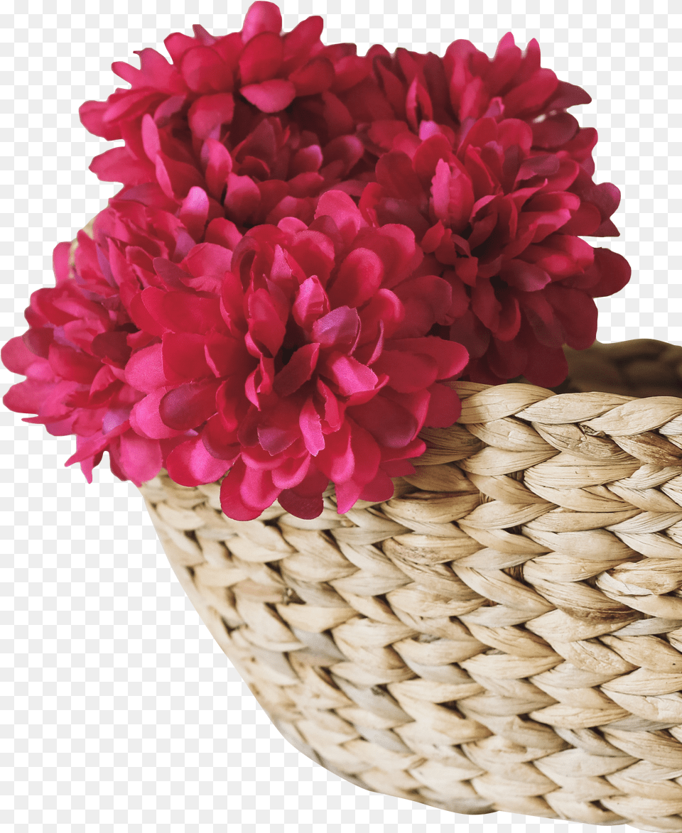 Basket With Pink Flowers Free Png Download