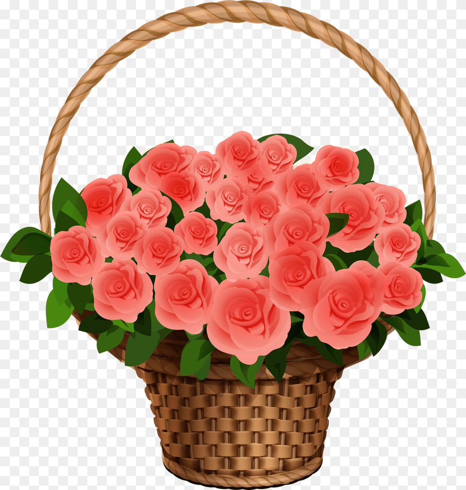 Basket With Red Roses Clipart Image Flower Bouquet Basket With Flower Free Png