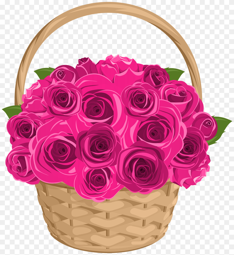 Basket With Roses Clip, Art, Plant, Graphics, Flower Bouquet Png Image