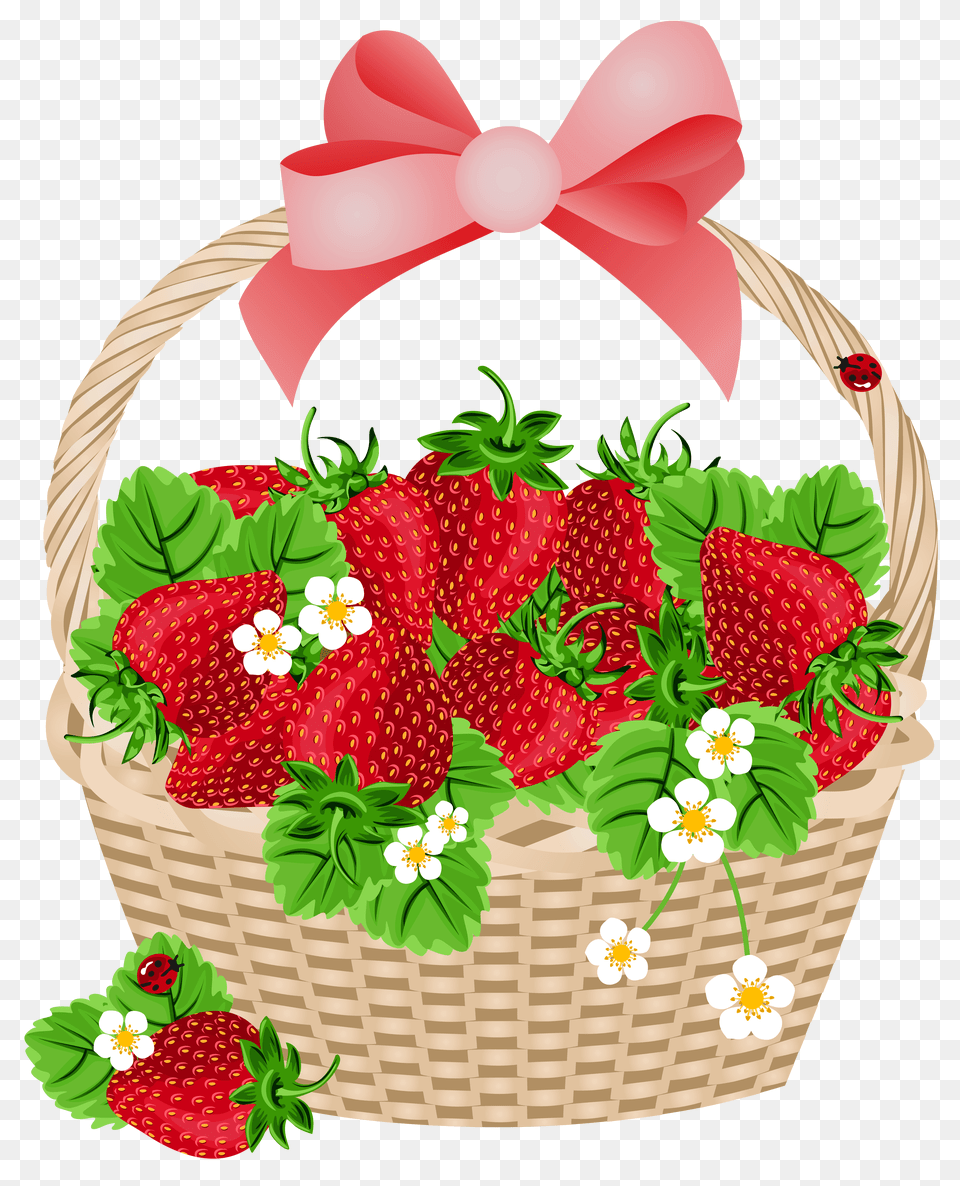 Basket With Strawberries Transparent Gallery, Produce, Plant, Fruit, Food Png Image