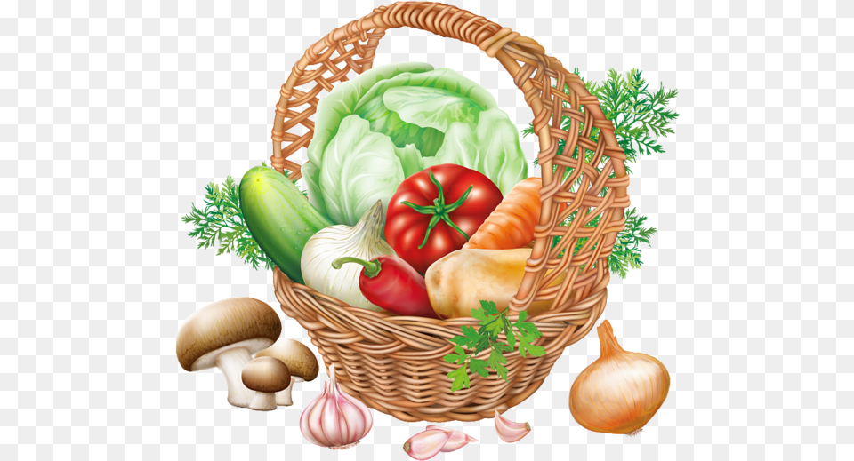 Basket With Vegetables Basket Of Vegetables, Fungus, Plant, Birthday Cake, Cake Png
