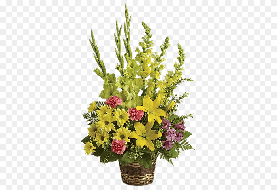 Basket With Yellow Snapdragons, Flower, Flower Arrangement, Flower Bouquet, Plant Free Png