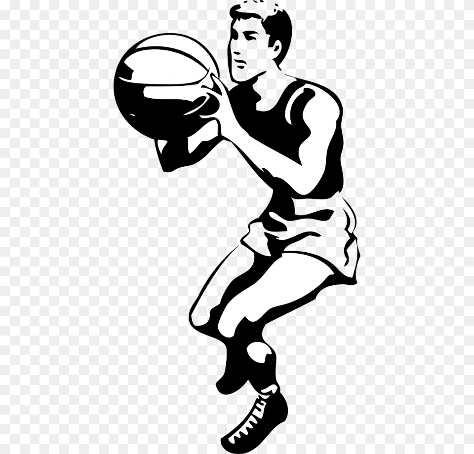 Basketball Basketball Player Team Player Basketball Player Clipart Black And White, Baby, Person, Stencil, Face Free Png