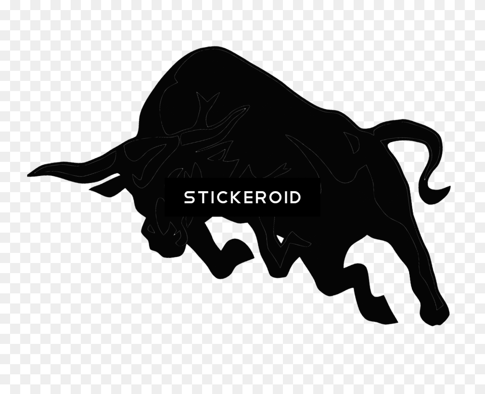Basketball Clipart Black And White Stock Market Bull Logo, Silhouette, Animal, Mammal, Buffalo Free Png Download