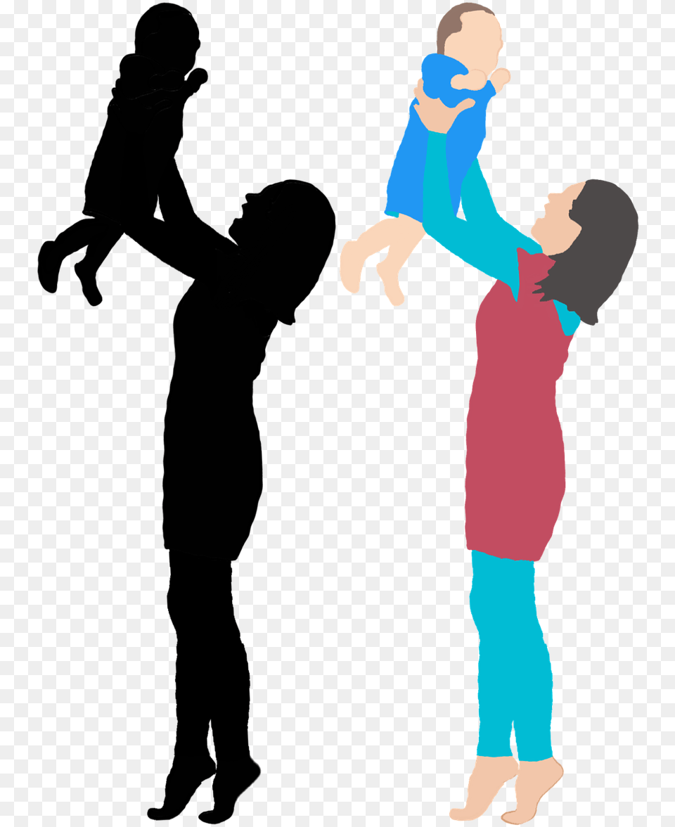 Basketball Clipart Mom Anne Woman With Baby Silhouette, Clothing, Pants, Person, Footwear Free Png