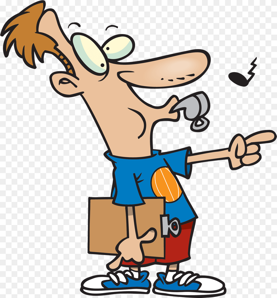 Basketball Coach Clipart Cartoon Basketball Coach Cartoon Man Blowing Whistle, Cleaning, Person, Book, Comics Png Image