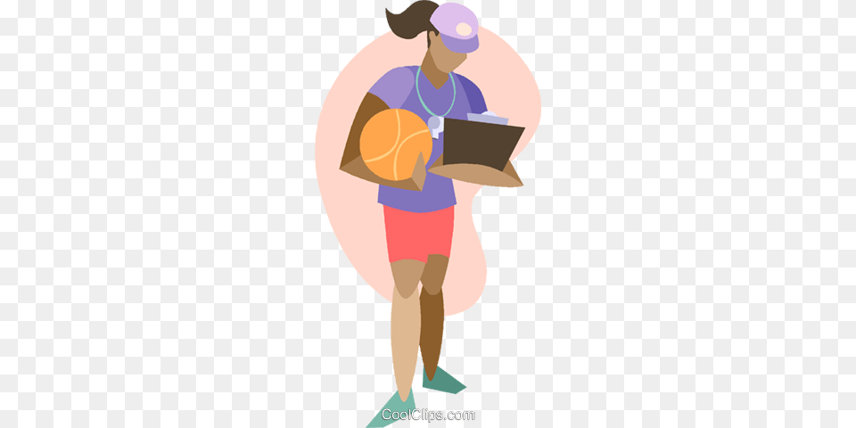 Basketball Coach Royalty Vector Clip Art Illustration, Hat, Reading, Person, Clothing Png Image