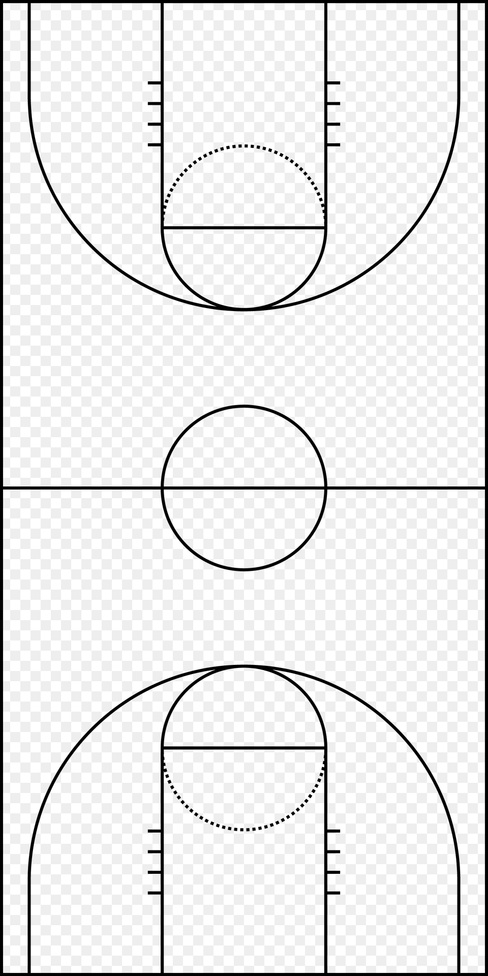 Basketball Court Diagram Vertical, Gray Free Transparent Png