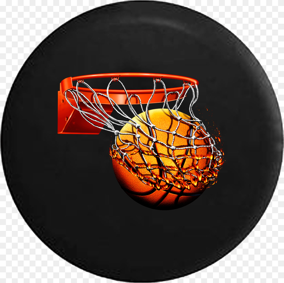 Basketball Flaming Net Rim Circle Png Image