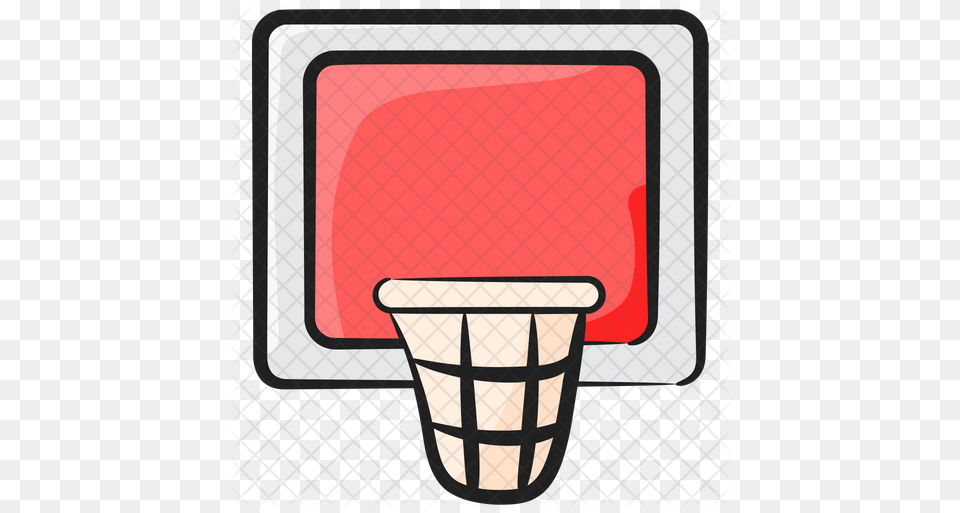 Basketball Hoop Icon Of Doodle Style Empty, Sticker, Cream, Dessert, Food Png Image