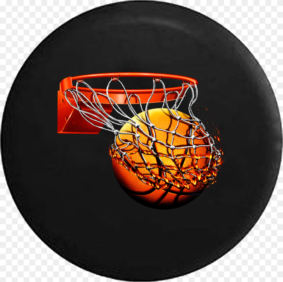 Basketball In Fire Going Thru Net, Sphere Free Png Download