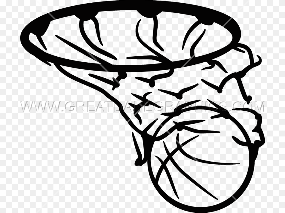 Basketball In Net Black Basketball Net, Hoop, Bow, Weapon, Racket Png Image