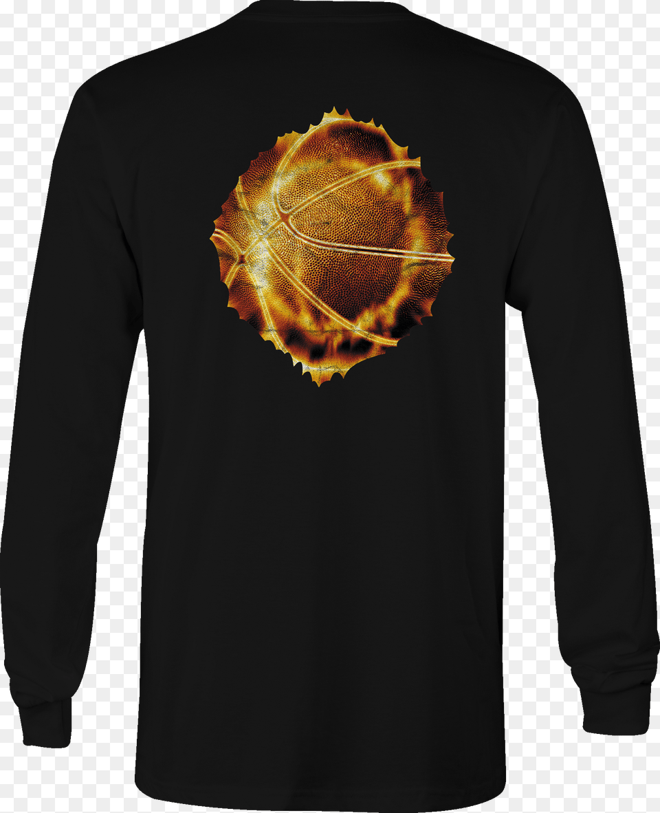 Basketball Long Sleeve Tshirt Fire Flaming Shirt For T Shirt Angry Ball, Clothing, Long Sleeve, Coat, T-shirt Png Image