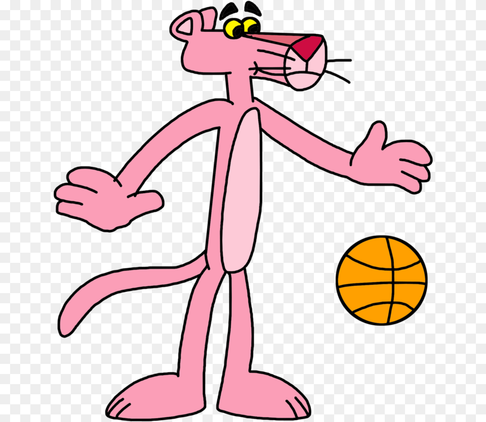 Basketball Outline The Pink With Ball By Marcospower Animal Playing Sports Drawing, Cartoon, Baby, Person Png Image