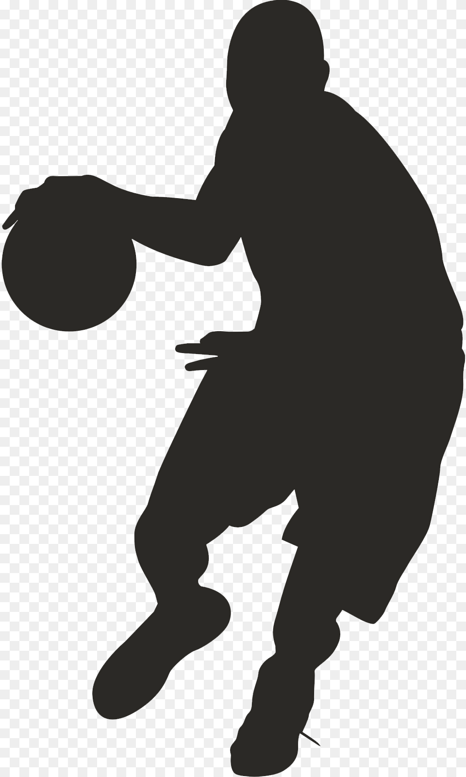 Basketball Player Clipart Black, Silhouette, Adult, Male, Man Png