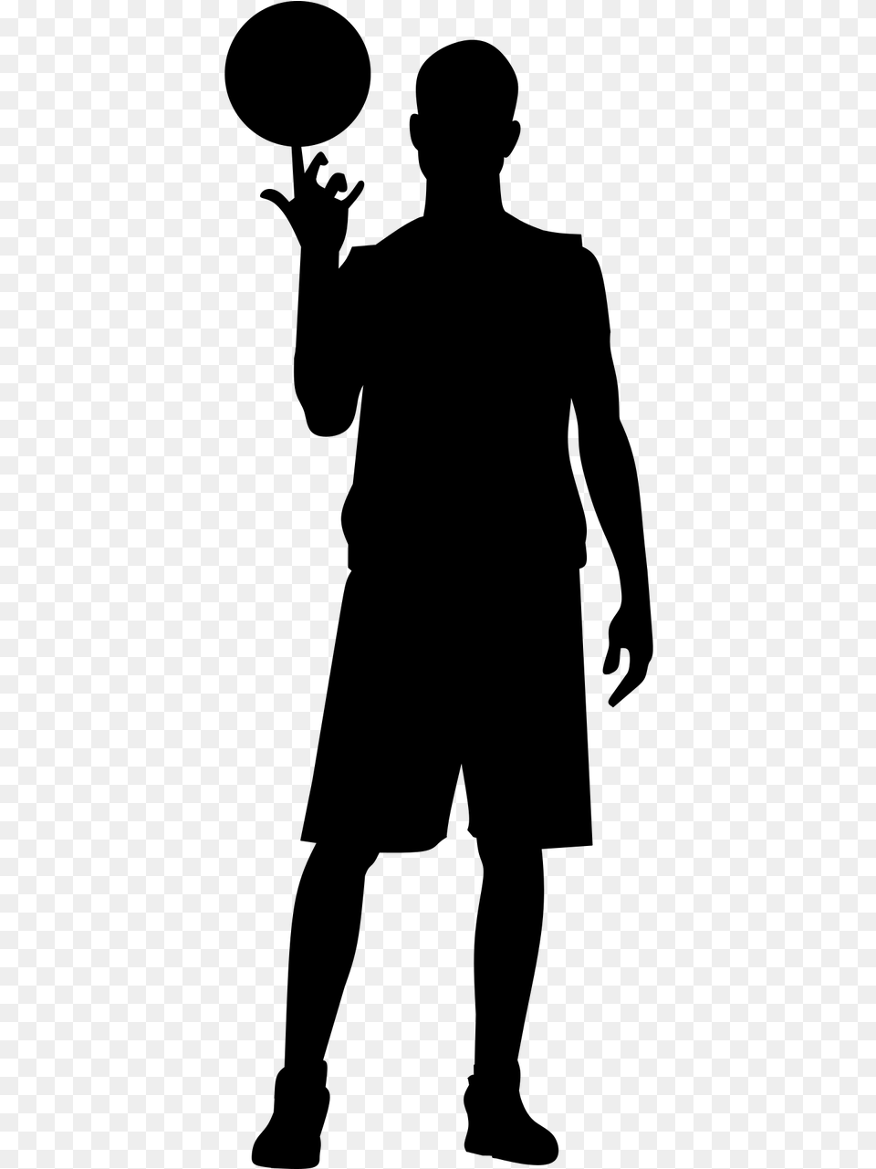 Basketball Player Holding Ball Silhouette, Gray Free Png Download
