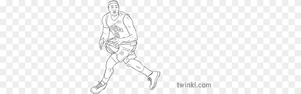 Basketball Player Lebron James Black And White Illustration Face Mask Kids Black And White, Adult, Male, Man, Person Png Image