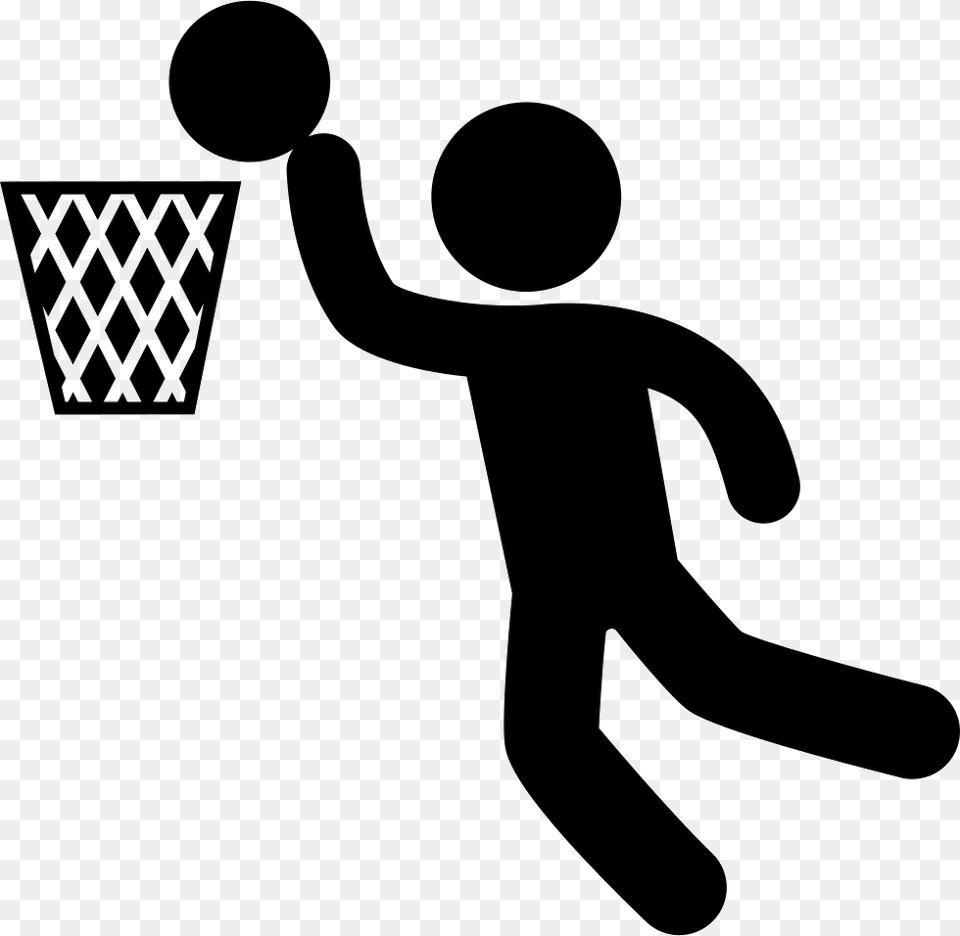 Basketball Player Scoring Playing Basketball Icon, Stencil, Appliance, Blow Dryer, Device Free Png Download