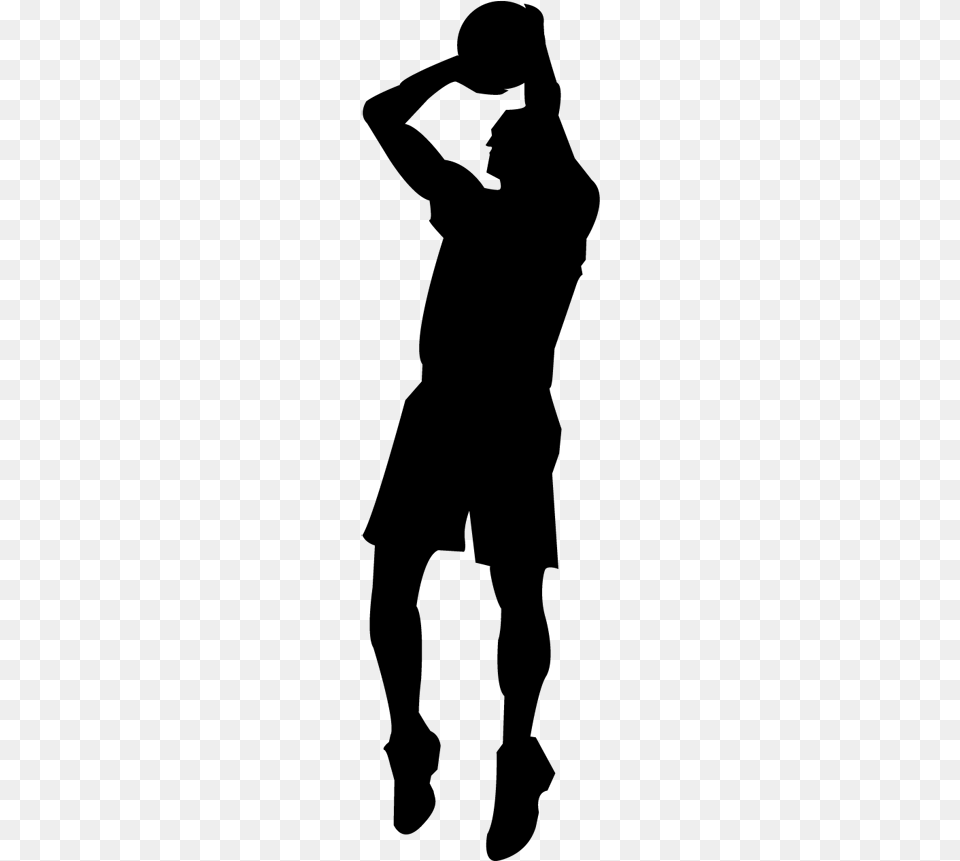 Basketball Player Shooting Silhouette At Getdrawings Wall Sticker Basketball Player Silhouette, Gray Png Image