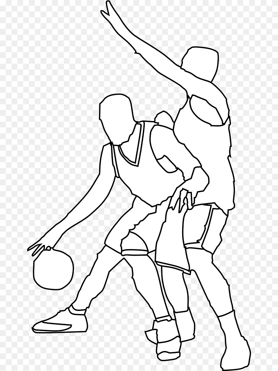 Basketball Players Defence Vector Graphic On Pixabay Basketball Game Drawing Player, Baby, Person, People, Stencil Free Png