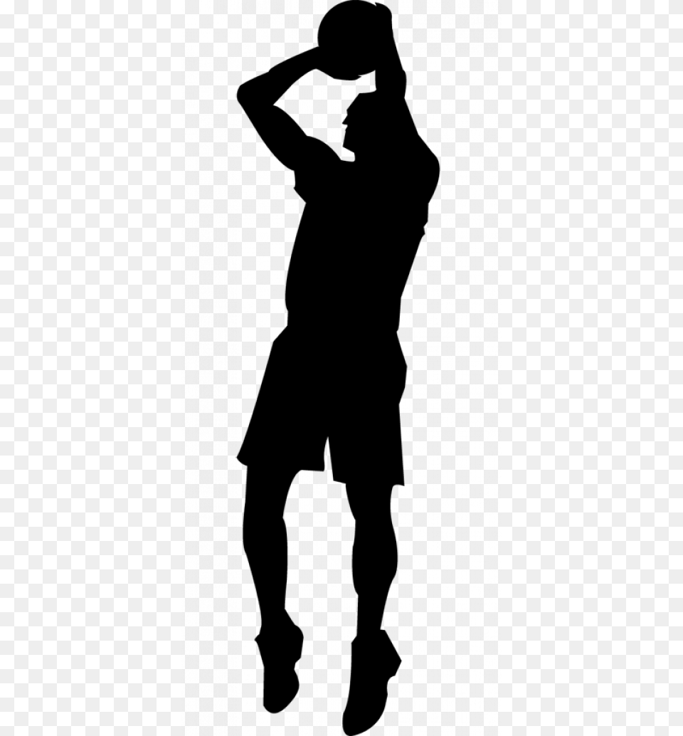 Basketball Shadow Clipart Basketball Player Shooting Shooting Basketball Player Clipart, Gray Png Image