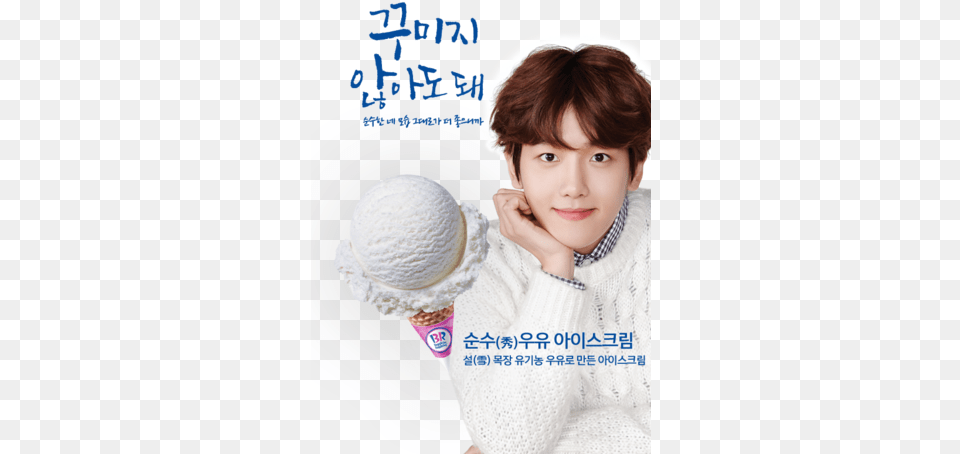 Baskin Robbins Blog Update Credit Exo Baekhyun Solo Photocards, Food, Ice Cream, Cream, Dessert Free Png
