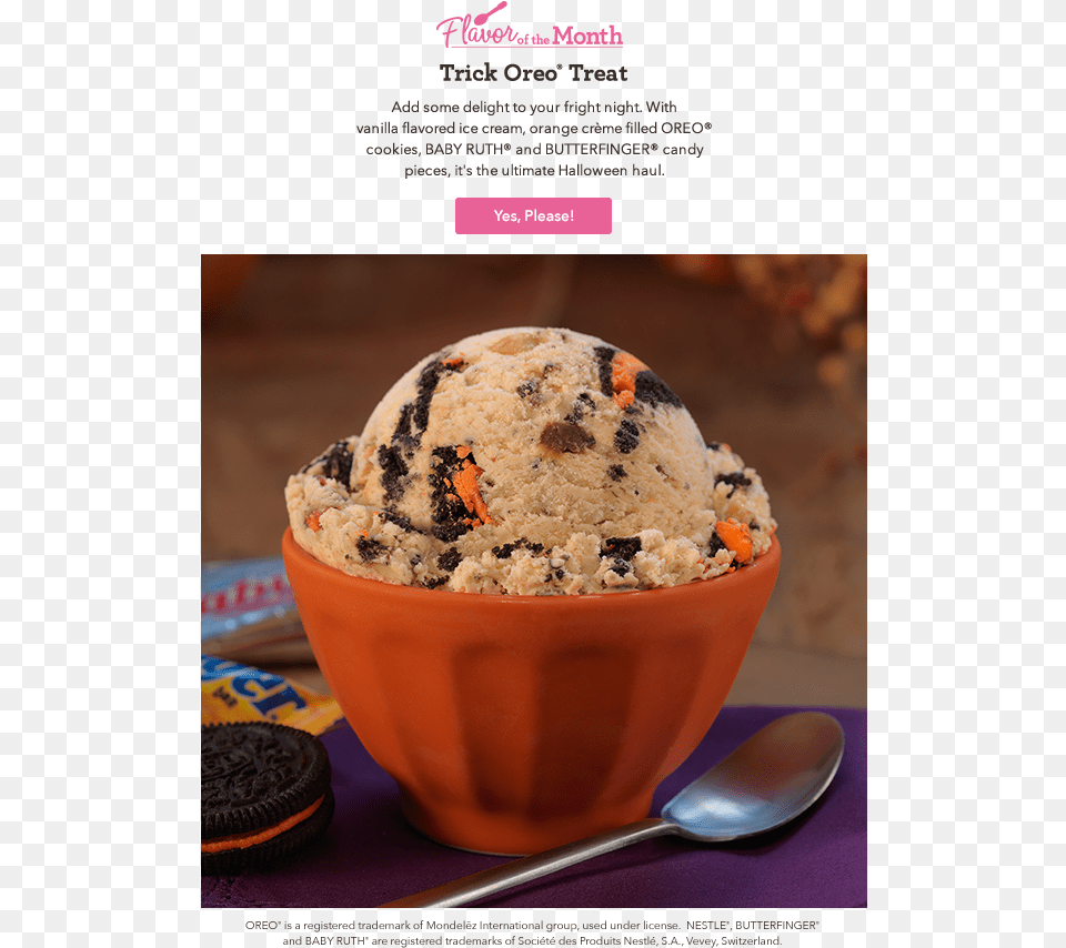 Baskin Robbins Trick Oreo Treat Halloween, Cream, Dessert, Food, Ice Cream Free Png Download