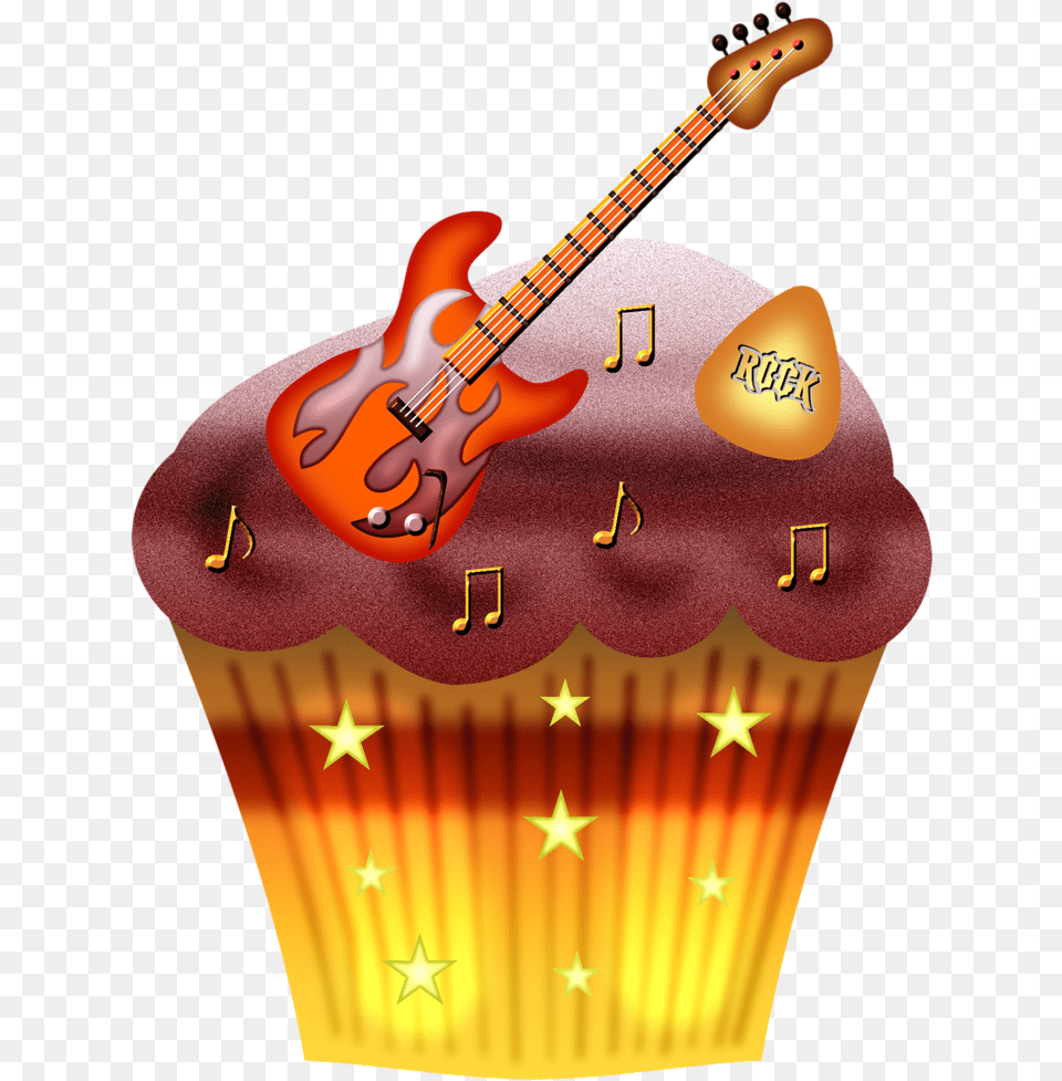 Bass Guitar, Musical Instrument, Cake, Cream, Cupcake Free Png