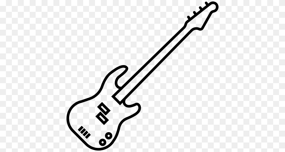 Bass Guitar Icon, Gray Png