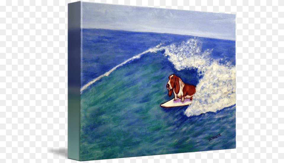 Basset Hound Beagle Dog Surfing Tile Art Basset Hound, Water, Sport, Sea Waves, Sea Free Png Download