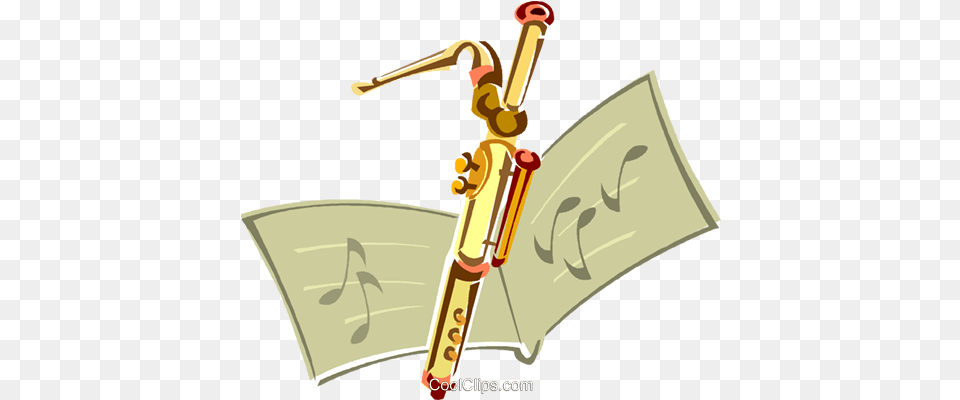 Bassoon With Sheet Music Royalty Vector Clip Art Fagott Clipart, Sink, Sink Faucet, Bow, Weapon Png Image