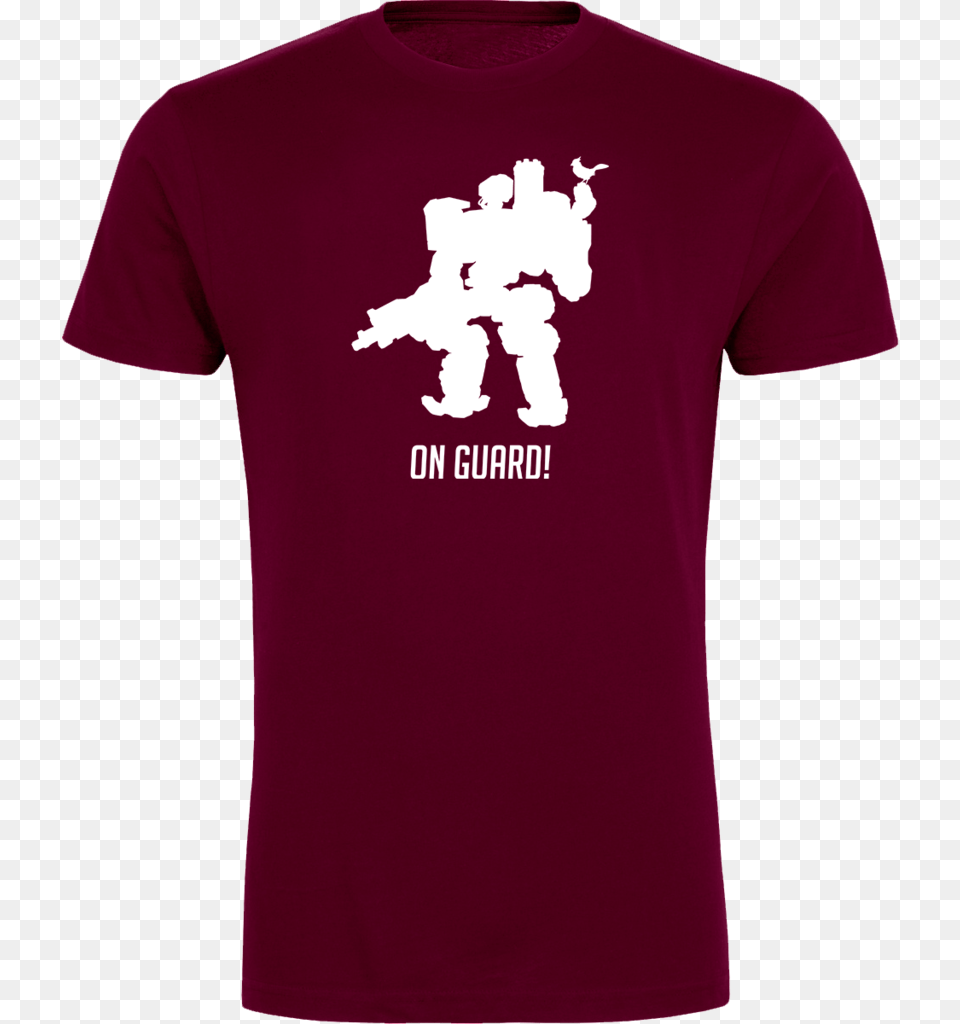 Bastion Silhouette 39on Guard39 T Shirt Overwatch Bastion Gaming T Shirt Uk Delivery, Clothing, Maroon, T-shirt, Baby Png
