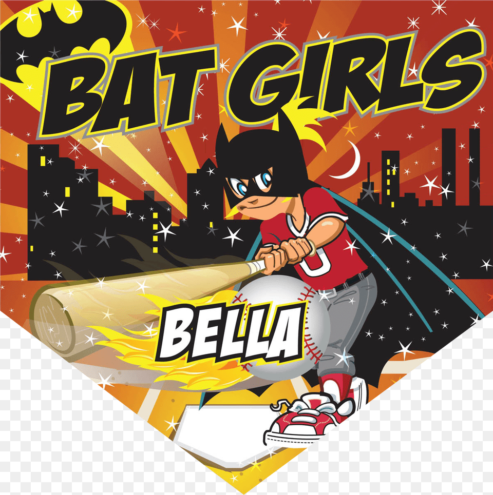 Bat Girls Home Plate Individual Team Pennant Softball Batgirls, Publication, Book, Comics, Person Free Png Download
