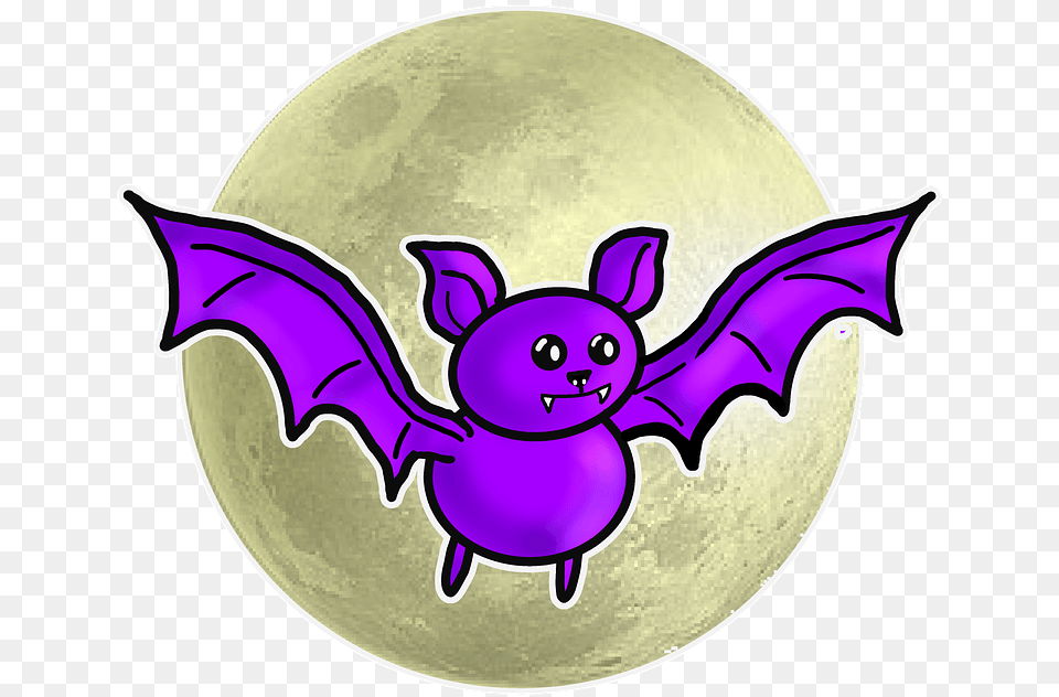 Bat Halloween Moon Image On Pixabay Halloween Bulan Kelelawar, Purple, Animal, Mammal, Wildlife Free Png