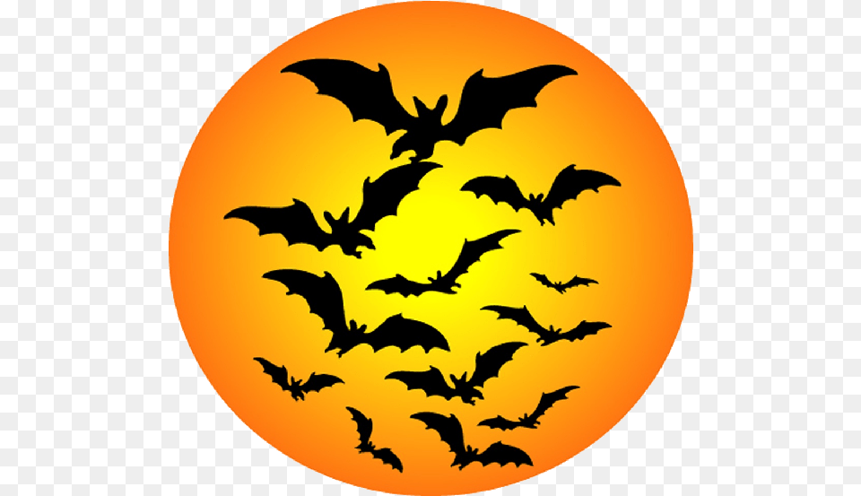 Bat Moon Background Arts Halloween Clip Art, Logo, Animal, Bird, Symbol Png Image
