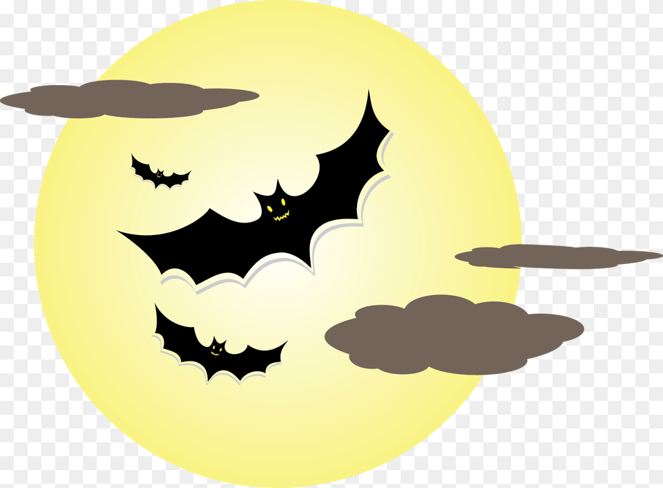 Bat Moon Photo Halloween Full Moon Clipart, Logo, Symbol, Leaf, Plant Free Transparent Png