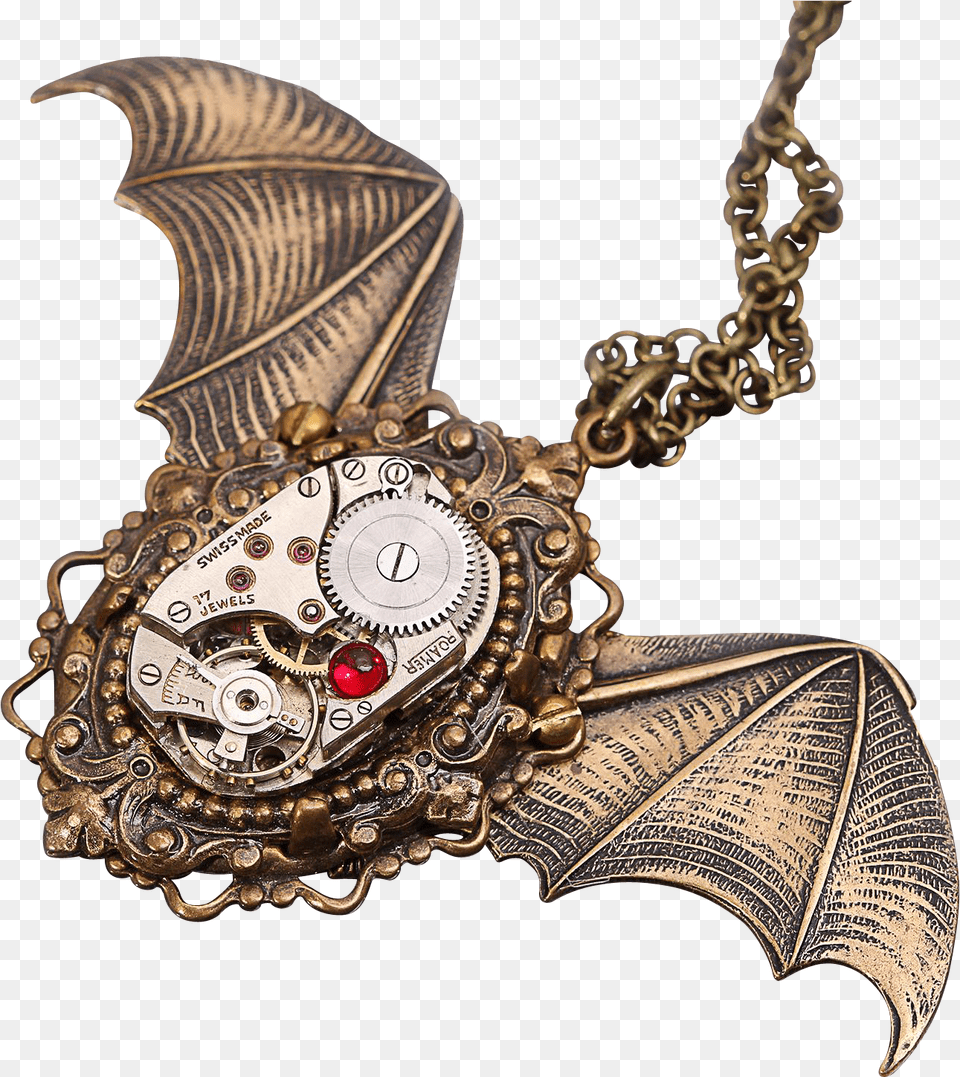 Bat Necklace Steampunk Necklace Bat Wings Gothic Halloween Locket, Accessories, Jewelry, Blade, Dagger Png Image