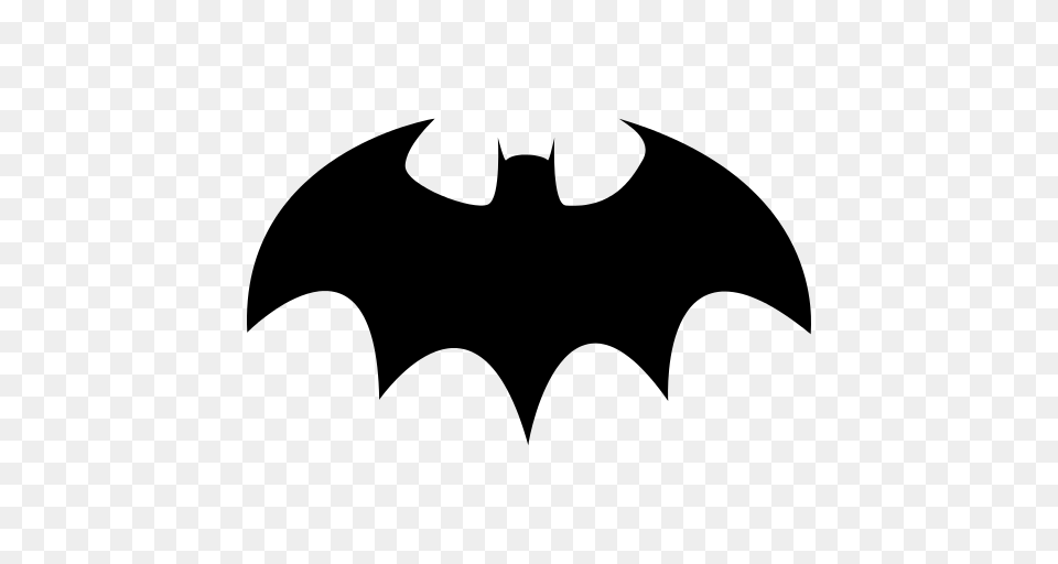 Bat With Sharp Wings Silhouette Icon, Gray Png