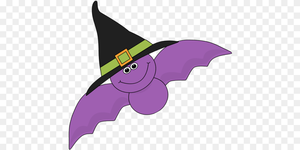 Bat With Witches Hat Bat With A Witches Hat Cartoon, Purple, Animal, Wildlife, Fish Free Transparent Png