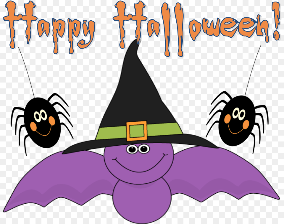 Bat With Witchs Hat And Spiders Cartoon, Animal, Fish, Sea Life, Shark Png