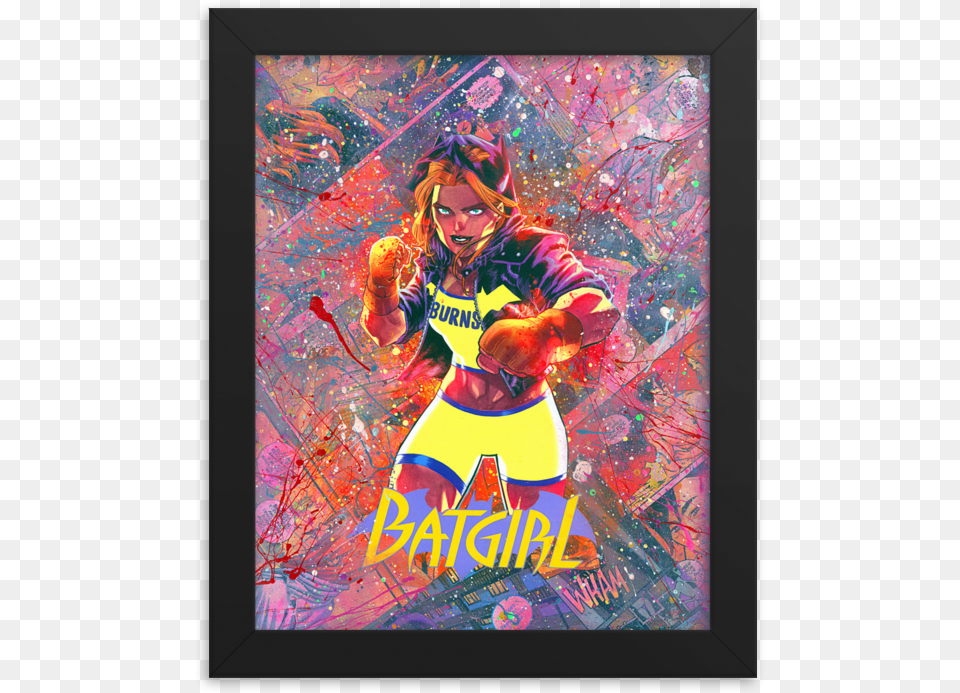 Batgirl Comic Canvas Framed Reproduction Print Painting, Adult, Person, Woman, Female Png