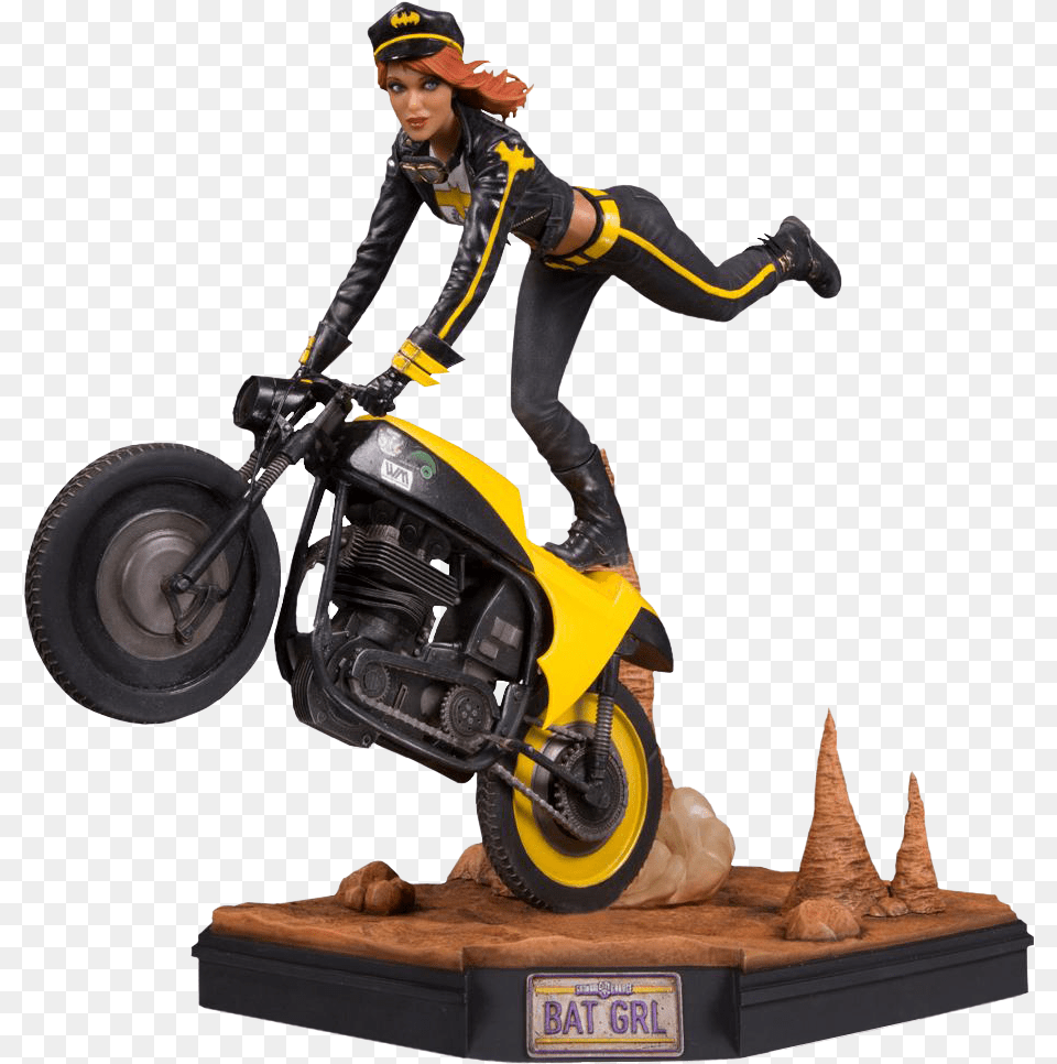 Batgirl Gotham City Garage 9 Statue, Motorcycle, Vehicle, Transportation, Person Free Png Download