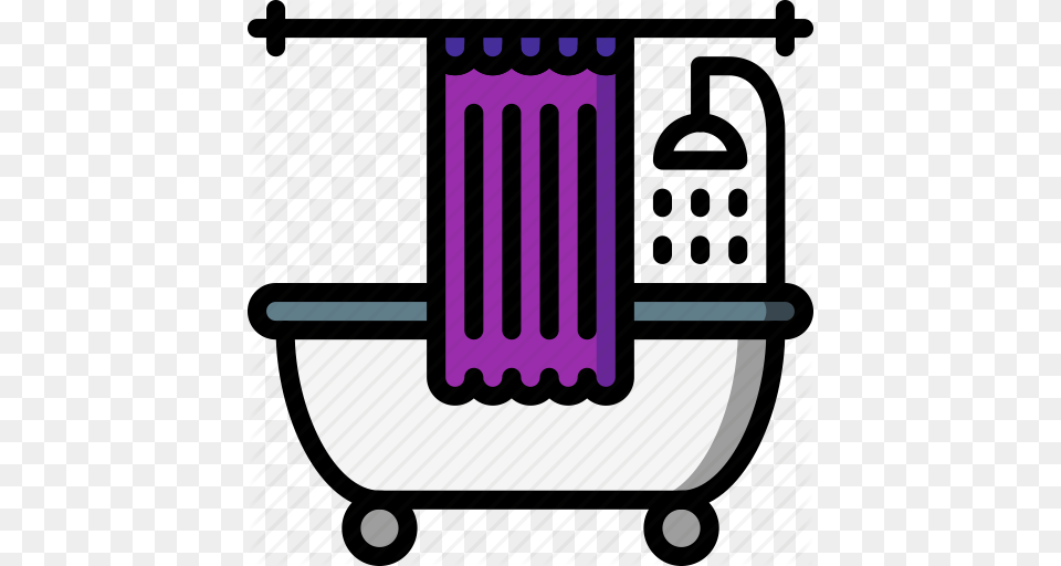 Bath Bathroom Color Curtain Shower Tub Icon, Bathing Png