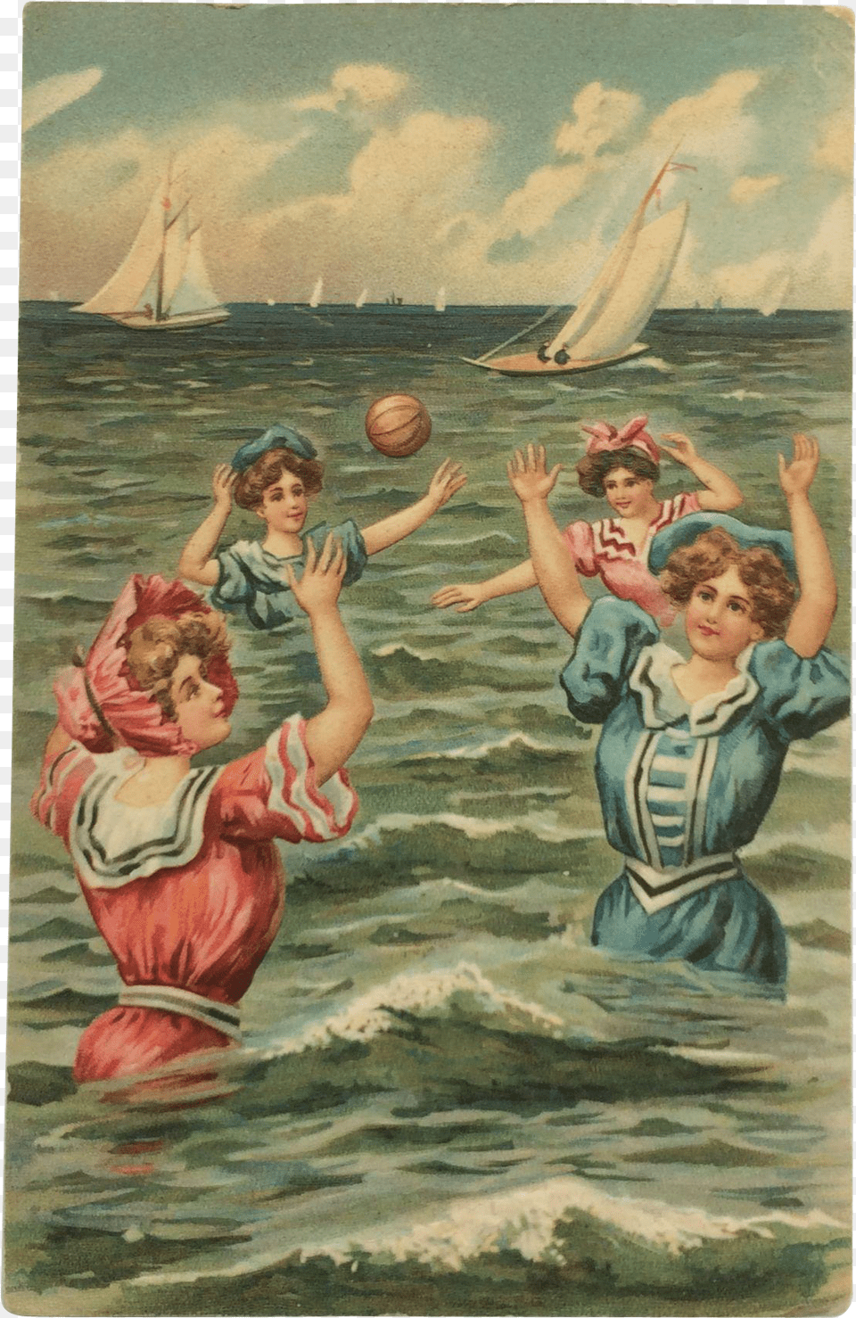 Bathing Beauties Beach Ball Women Vintage Water Polo Prints, Art, Person, Photography, Head Free Png Download