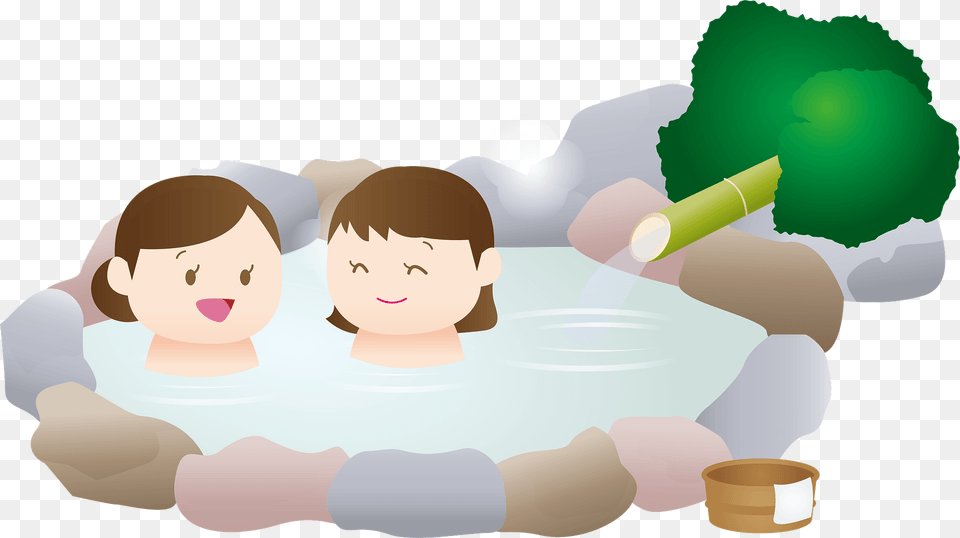 Bathing In A Hot Spring Clipart, Hot Tub, Tub, Face, Head Png Image