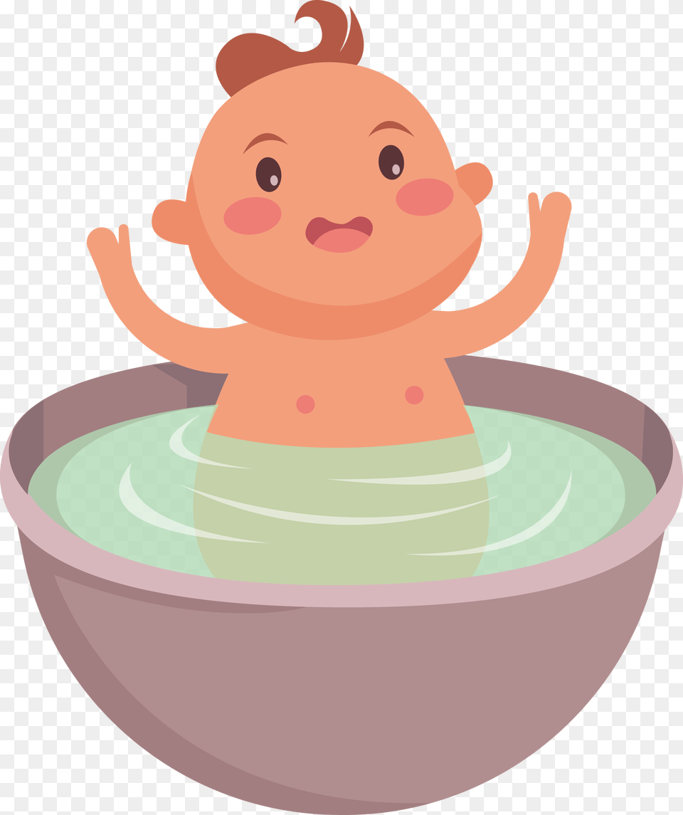 Bathing Infant Clip Art Illustration, Bowl, Animal, Bear, Mammal Free Png Download