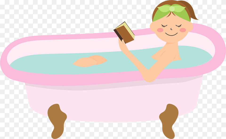 Bathing Woman Is Reading A Book Clipart, Bathtub, Tub, Person, Adult Free Png Download
