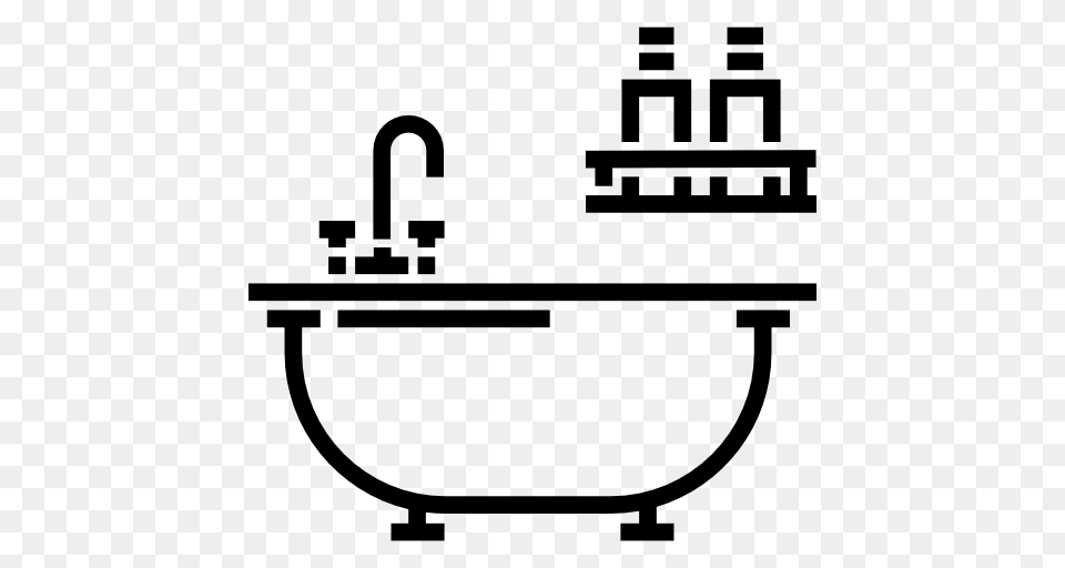 Bathtub Bathroom Hygiene Washing Clean Bath Hygienic Icon, Sink, Sink Faucet, Stencil, Bathing Png Image