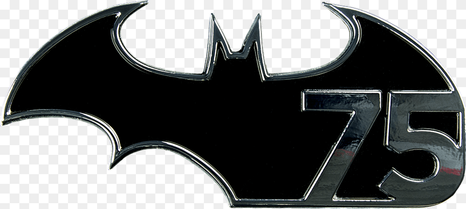 Batman 75th Anniversary Logo Black And Chrome Premium Emblem, Symbol, Car, Transportation, Vehicle Png Image