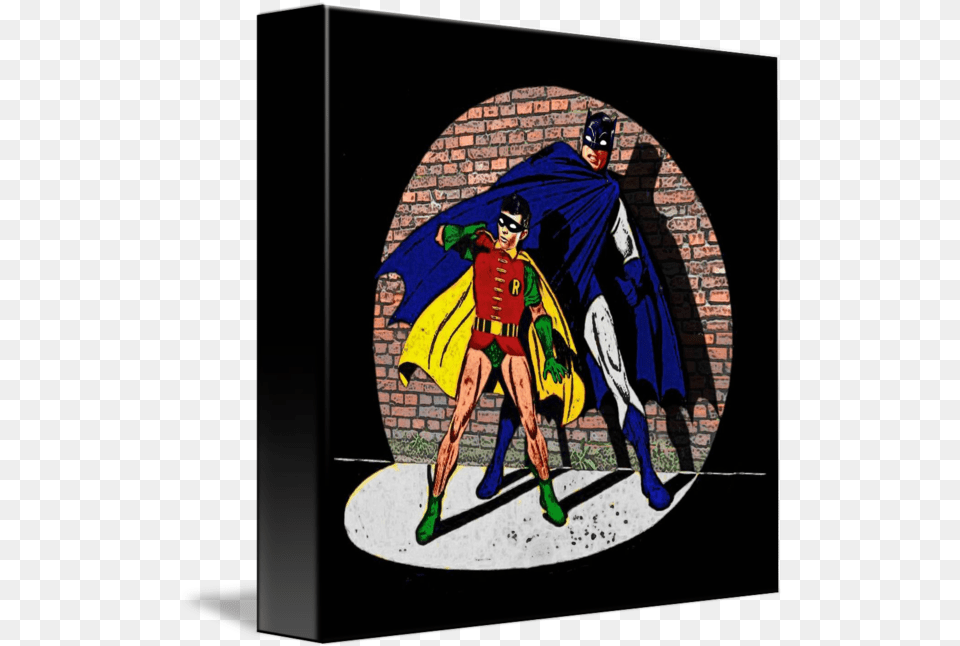 Batman And Robin In The Spotlight By David Caldevilla Justice League, Person, Art, Face, Head Free Png Download